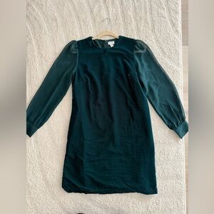 J Crew Dark Teal Long-Sleeve Dress